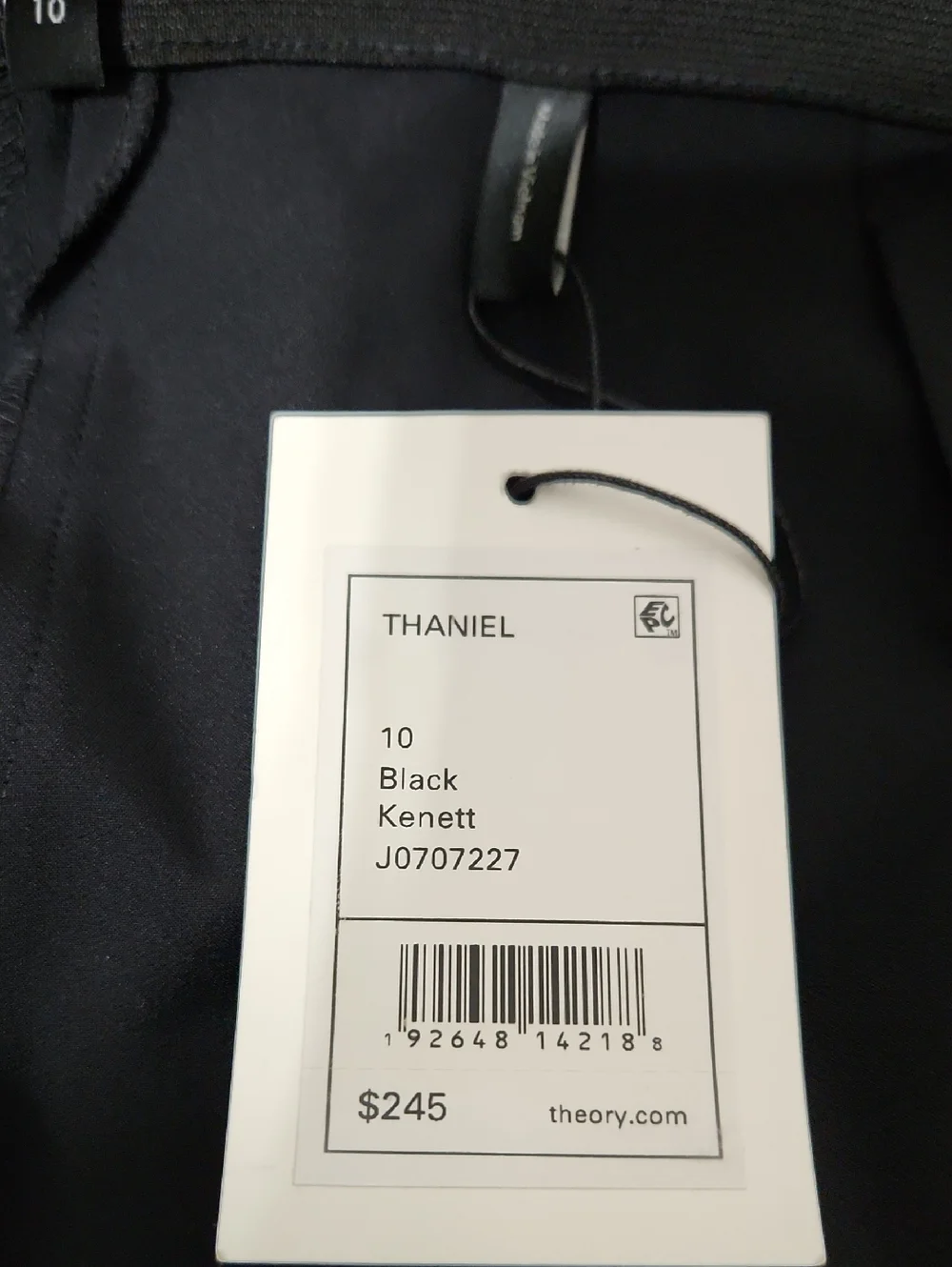NWT Theory Thaniel Black Kenett Pants. Size 10 - Picture 12 of 12